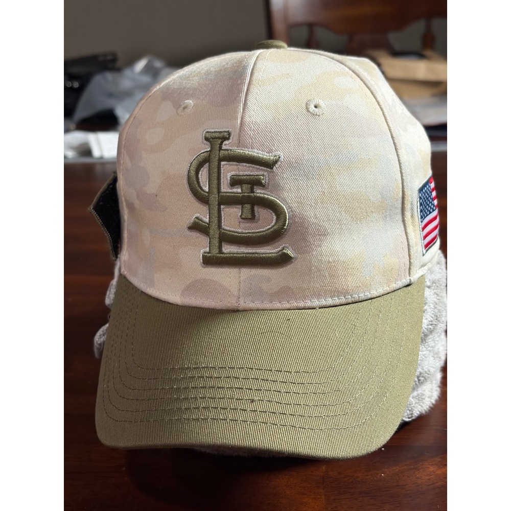 St Louis Cardinals MLB Hat Desert Camo Olive Green Snapback Military Style Cap
